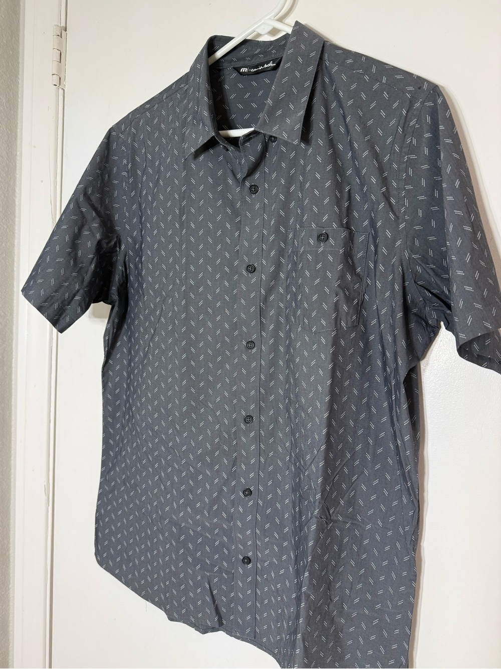 Travis Mathew Charcoal Patterned Button Down Shirt